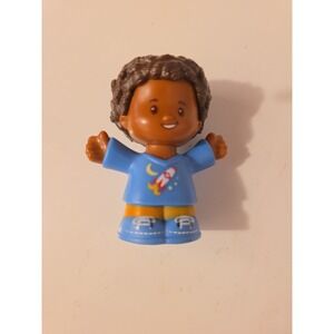 Fisher Price Little People African American Little Boy with Blue Rocket Shirt‎